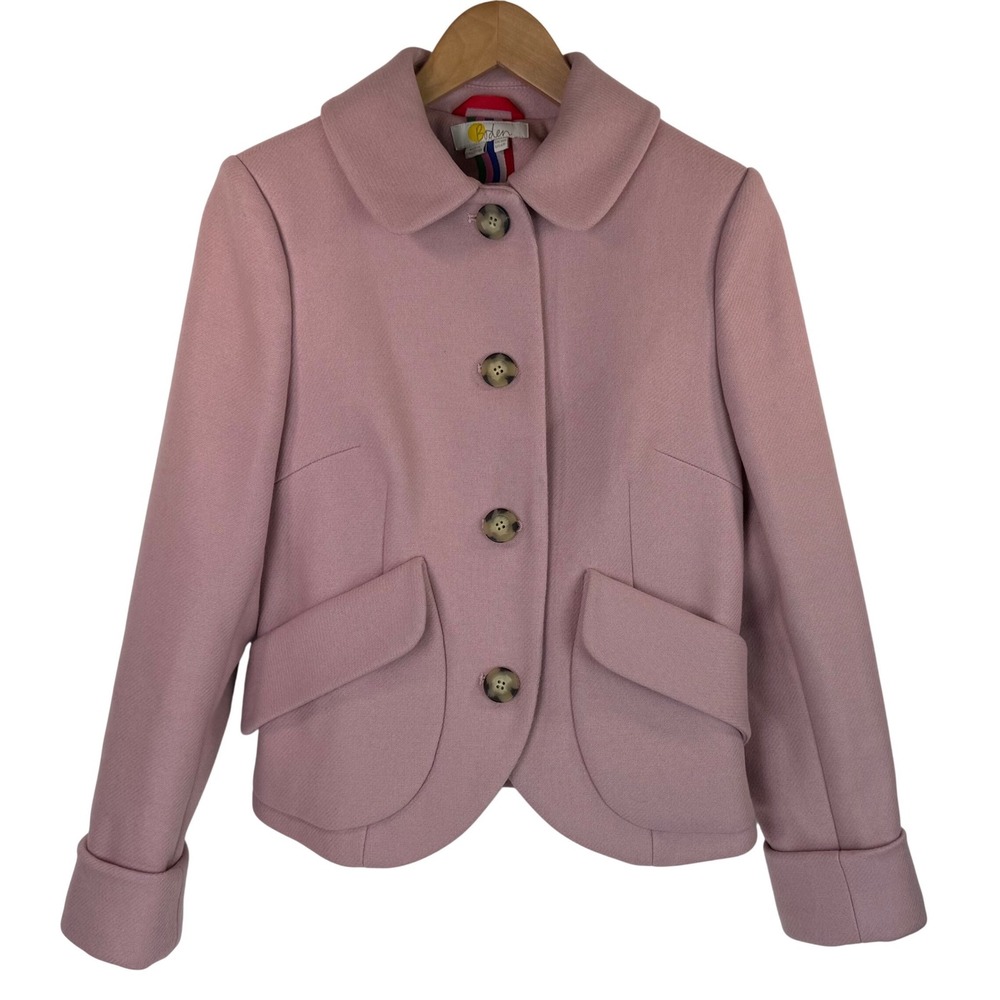 BODEN‎ Anning Jacket Blazer Light Pink Wool Blend Vintage Retro Inspired Sz 6R